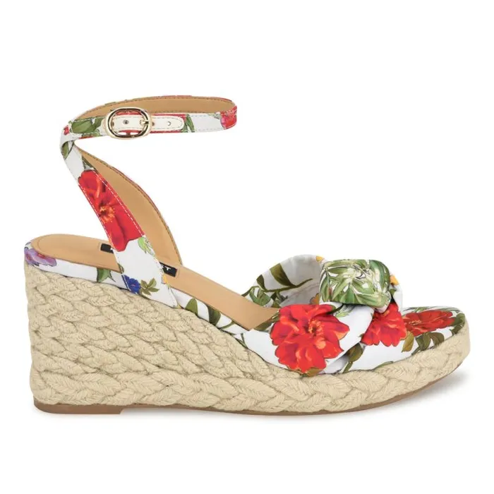 Dotime Espadrille Wedge Sandals White Floral Women Nine West Sandals