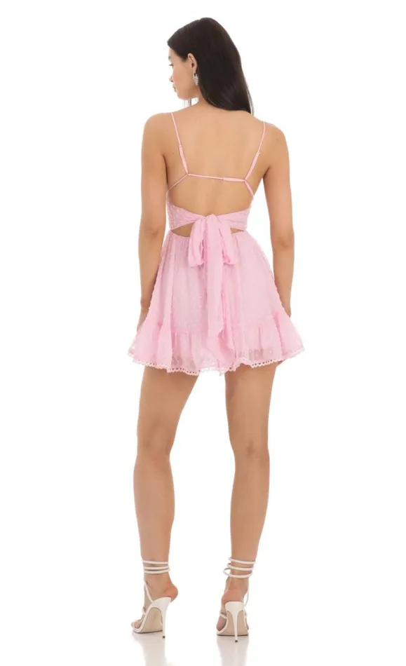 Dotted VNeck Aline Dress Pink Women LUCY IN THE SKY Mini Dresses Dotted VNeck Aline Dress Pink Women LUCY IN THE SKY Mini Dresses