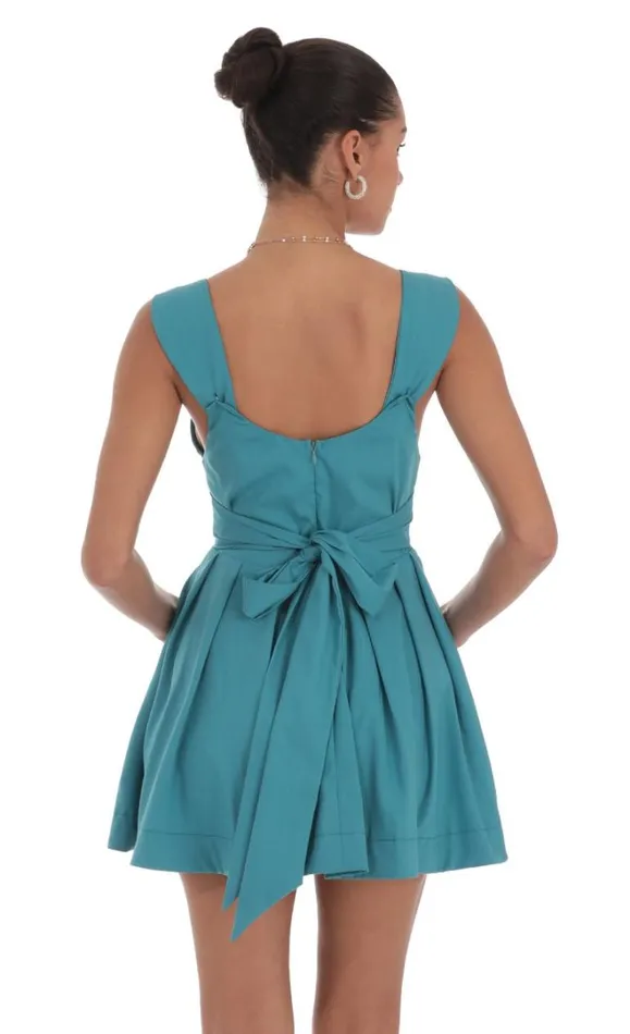 Double Bow ALine Dress Turquoise Blue Women LUCY IN THE SKY Mini Dresses Double Bow ALine Dress Turquoise Blue Women LUCY IN THE SKY Mini Dresses