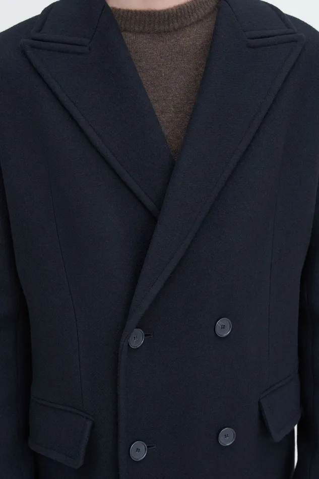 Double Breasted Wool Coat Black Men Coats and Jackets filippak Double Breasted Wool Coat Black Men Coats and Jackets filippak