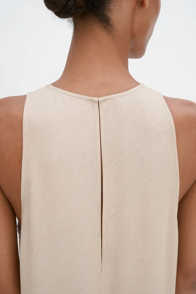 Draped Twill Tank Dress Caramel Beige Dresses filippak Women