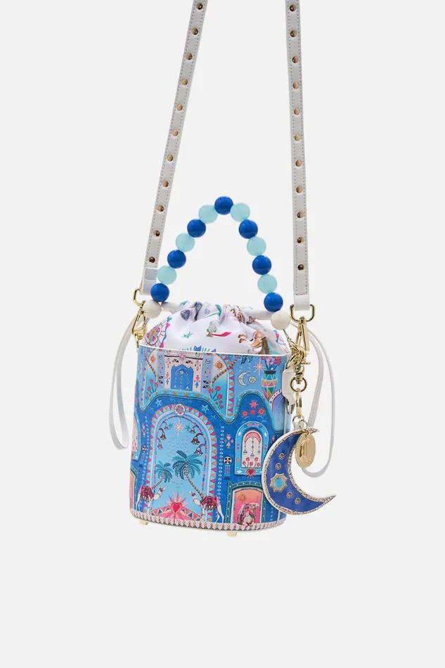 DRAWSTRING BUCKET BAG WITH BEADED HANDLE A PAINTED VILLAGE A Painted Village WomensMens Camilla Bags DRAWSTRING BUCKET BAG WITH BEADED HANDLE A PAINTED VILLAGE A Painted Village WomensMens Camilla Bags