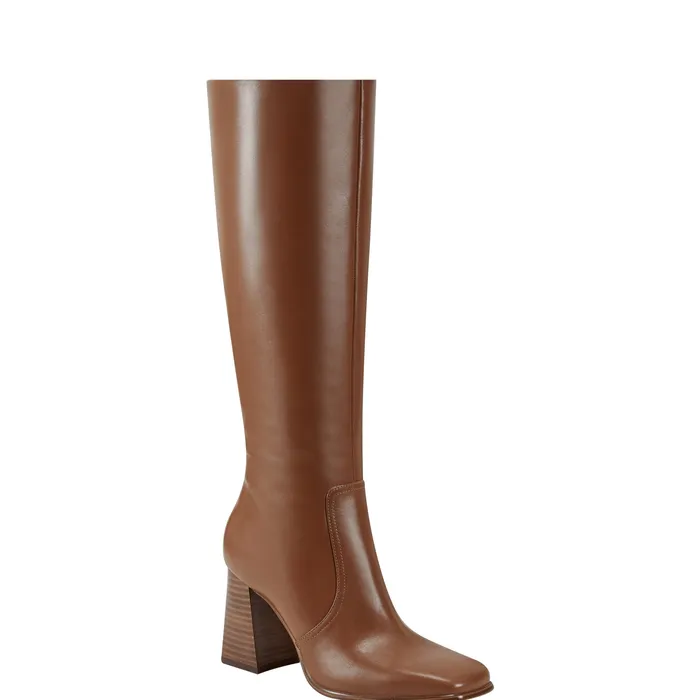 Dreeam Block Heeled Boot Tan Leather Women Boots Marc Fisher