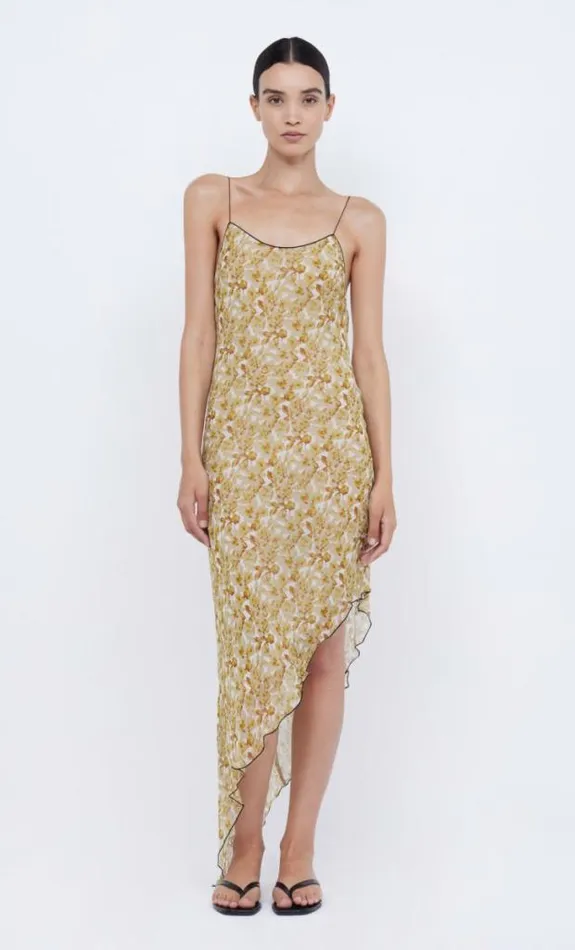 Dresses Bec Bridge Florentine Asym Midi Dress Golden Blurred Floral