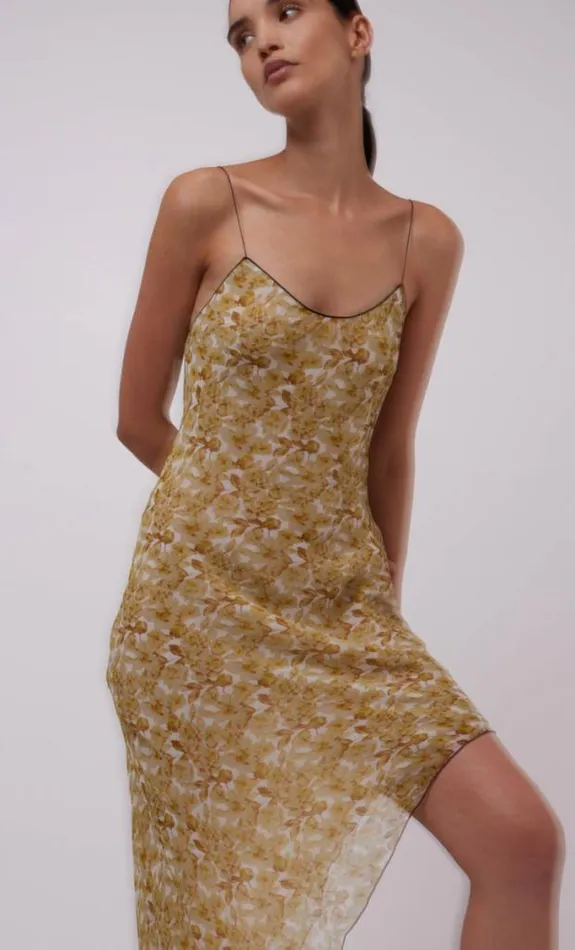 Dresses Bec Bridge Florentine Asym Midi Dress Golden Blurred Floral