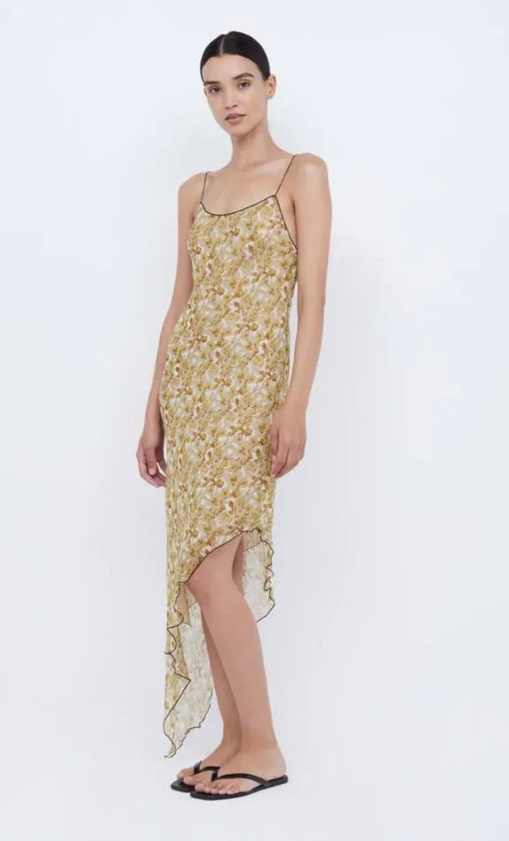Dresses Bec Bridge Florentine Asym Midi Dress Golden Blurred Floral