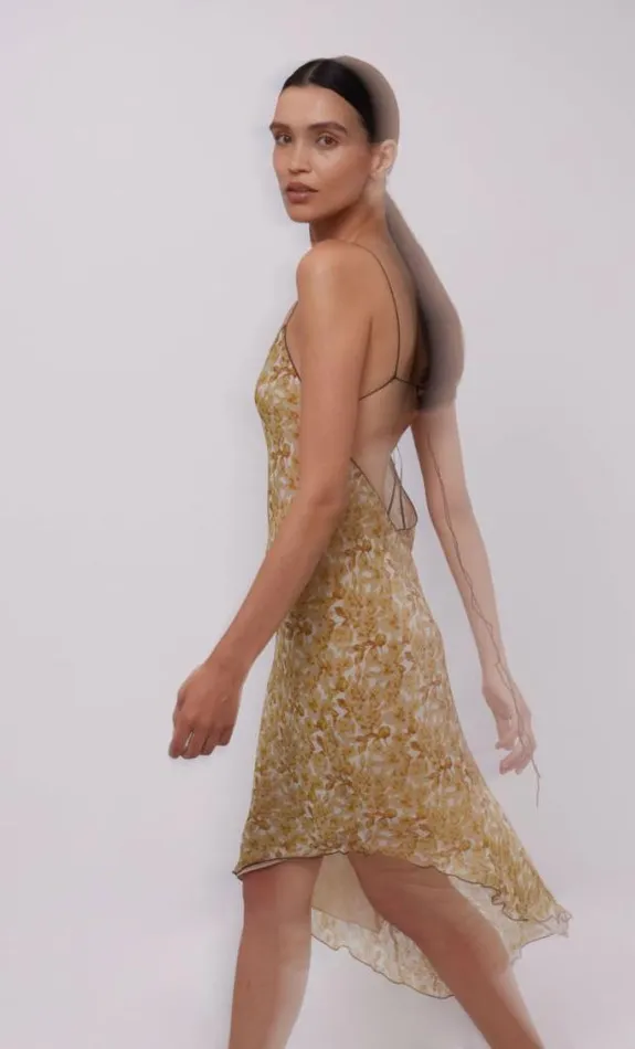 Dresses Bec Bridge Florentine Asym Midi Dress Golden Blurred Floral
