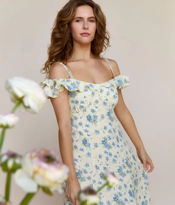 Dresses The Helina Dress Lilies In Bloom Silk Christy Dawn Women Dresses The Helina Dress Lilies In Bloom Silk Christy Dawn Women