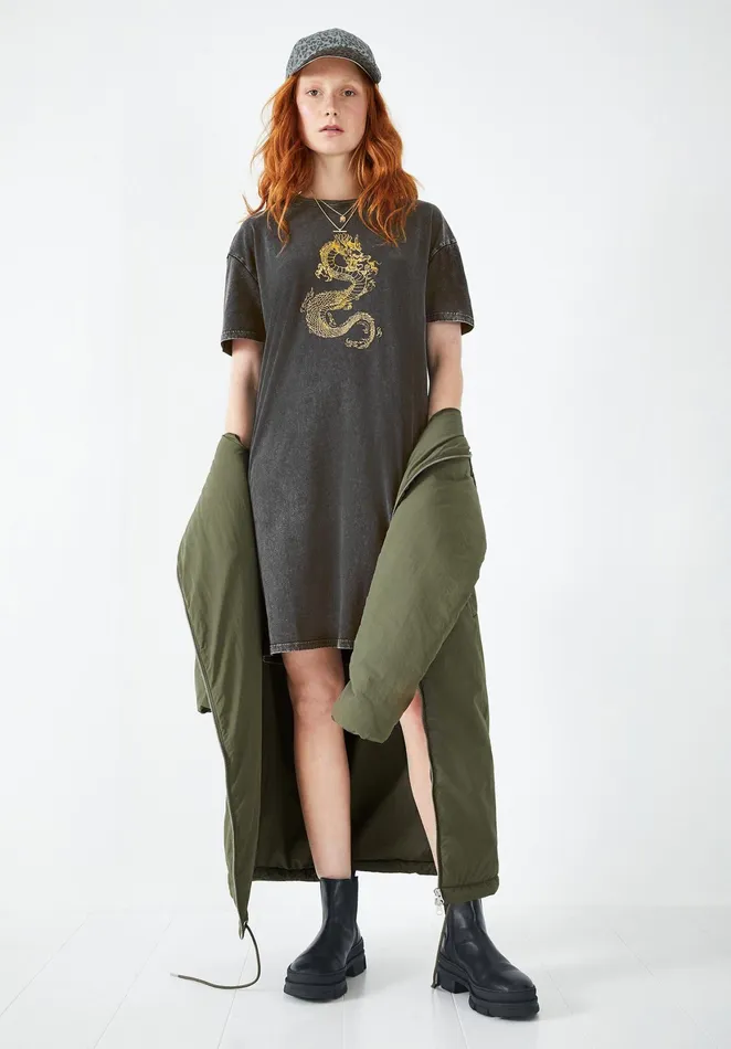 Dresses Women Hush Dragon TShirt Dress Washed Black