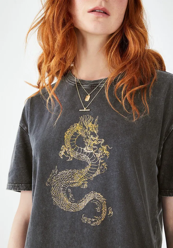 Dresses Women Hush Dragon TShirt Dress Washed Black