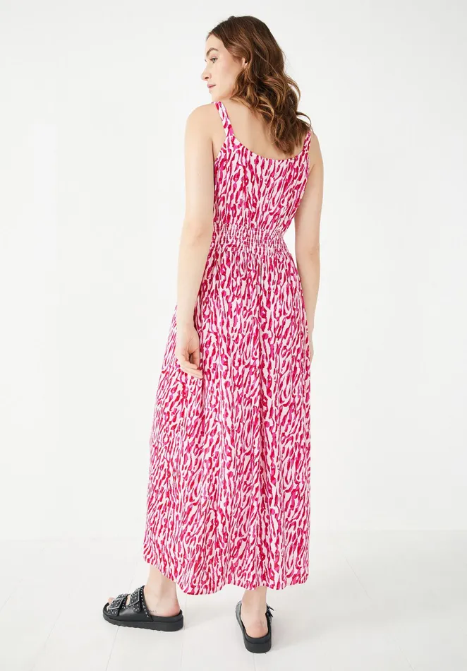 Dresses Women Hush Evelina Shirred Dress Abstract Animal Ecru Pink