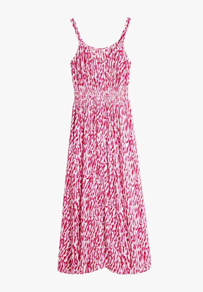 Dresses Women Hush Evelina Shirred Dress Abstract Animal Ecru Pink