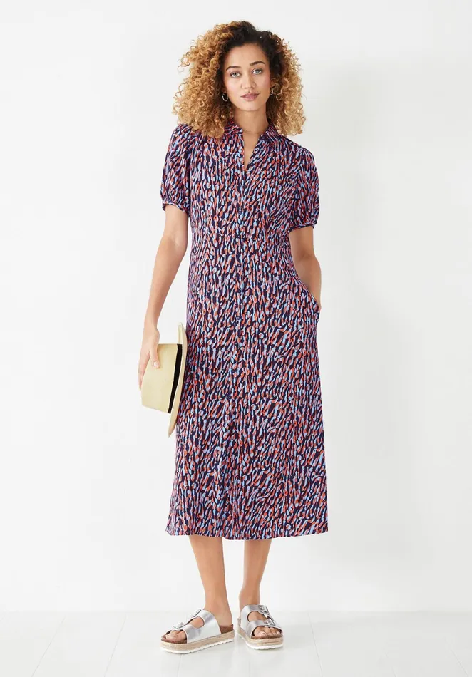 Dresses Women Hush Sienna Midi Shirt Dress Abstract Animal Blueorange
