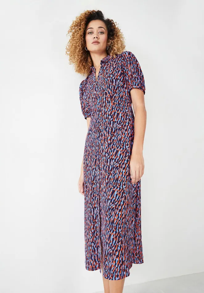 Dresses Women Hush Sienna Midi Shirt Dress Abstract Animal Blueorange
