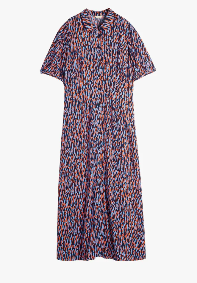 Dresses Women Hush Sienna Midi Shirt Dress Abstract Animal Blueorange