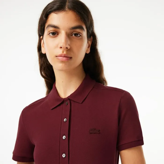 Dresses Women Lacoste Women039s Slim Fit Stretch Cotton Piqu Polo Dress Bordeaux Yup