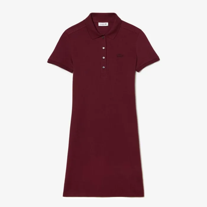 Dresses Women Lacoste Women039s Slim Fit Stretch Cotton Piqu Polo Dress Bordeaux Yup