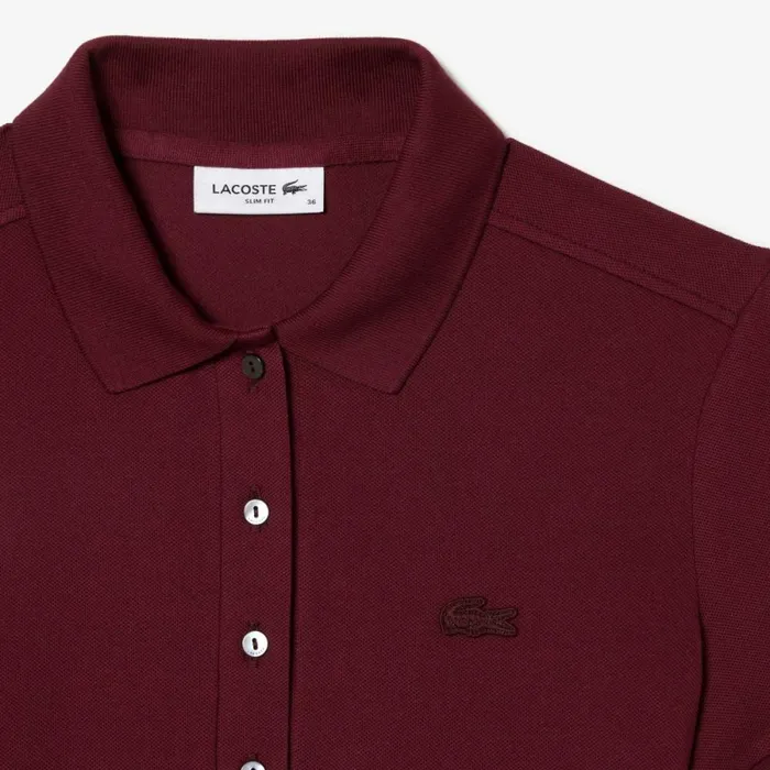 Dresses Women Lacoste Women039s Slim Fit Stretch Cotton Piqu Polo Dress Bordeaux Yup