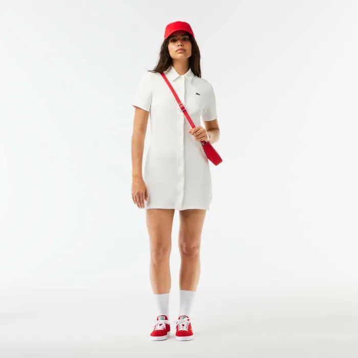 Dresses Women Lacoste Womens Organic Cotton Polo Dress White 70v