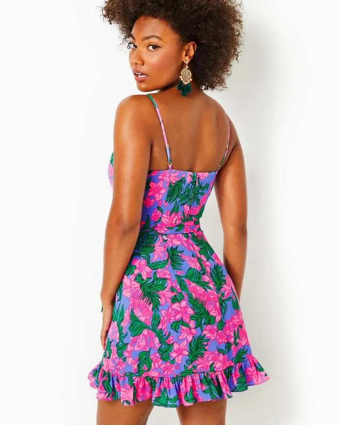 Dresses Women Lilly Pulitzer Alisa Wrap Dress Cerise Pink Safari Sunset