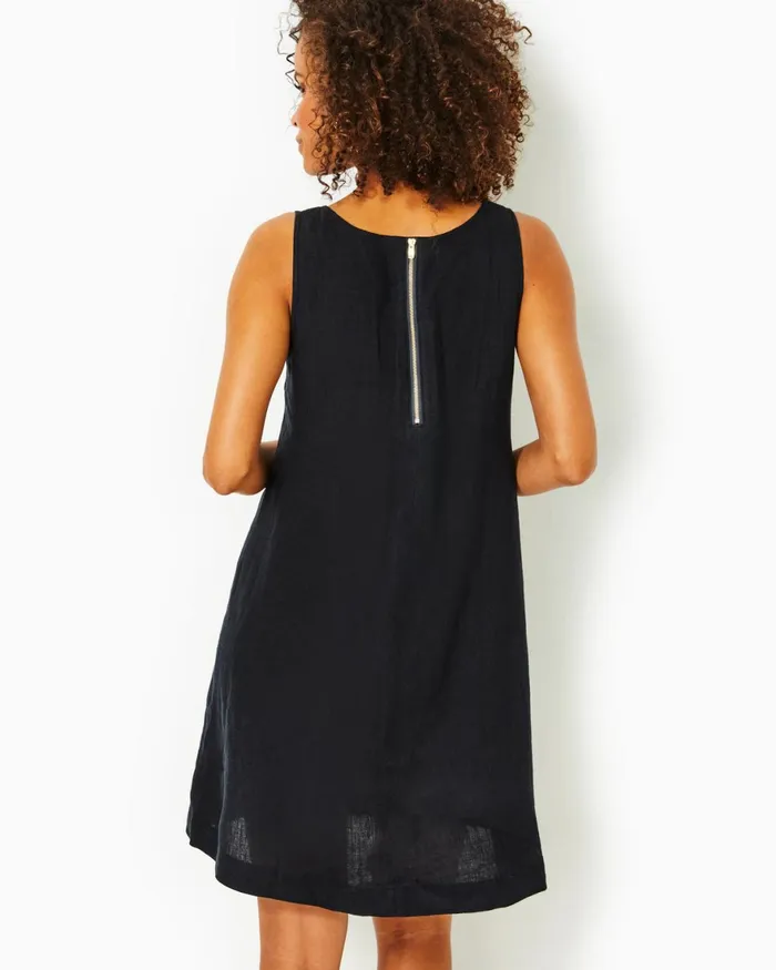 Dresses Women Lilly Pulitzer Edelyn Linen Swing Shift Dress Onyx X Onyx