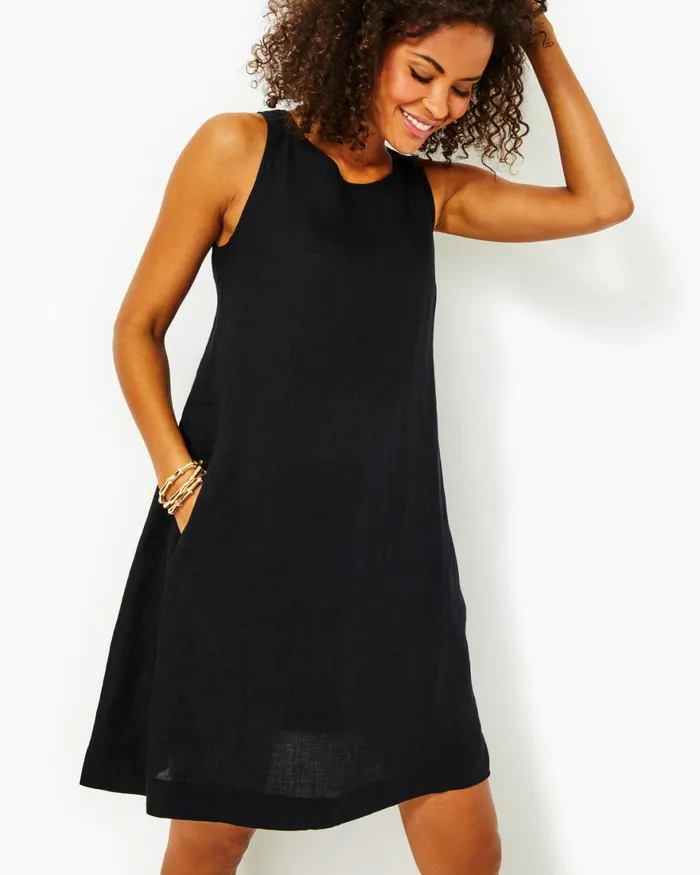 Dresses Women Lilly Pulitzer Edelyn Linen Swing Shift Dress Onyx X Onyx Dresses Women Lilly Pulitzer Edelyn Linen Swing Shift Dress Onyx X Onyx