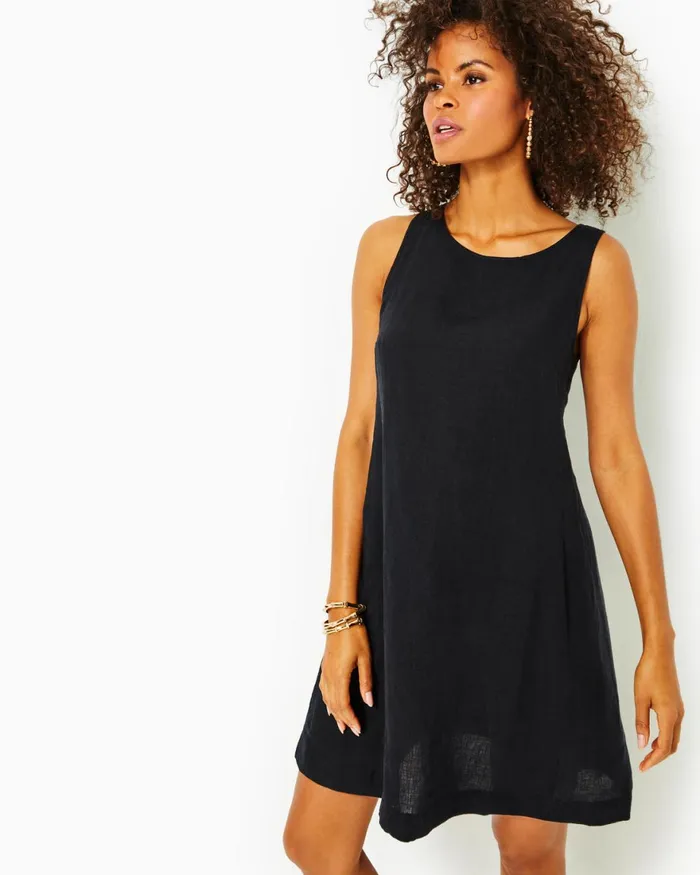 Dresses Women Lilly Pulitzer Edelyn Linen Swing Shift Dress Onyx X Onyx Dresses Women Lilly Pulitzer Edelyn Linen Swing Shift Dress Onyx X Onyx