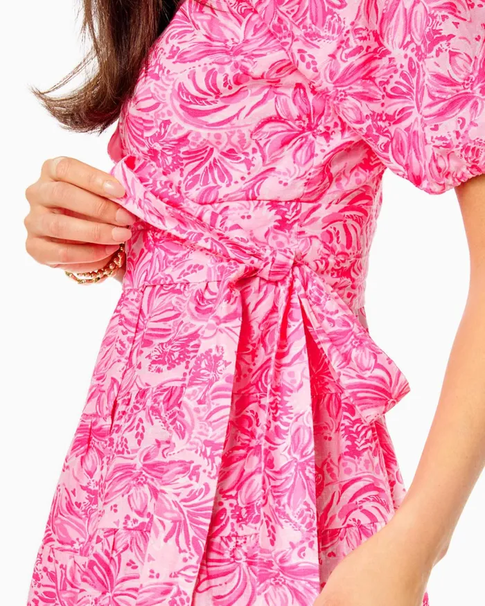 Dresses Women Lilly Pulitzer Iralee Linen Wrap Dress Pink Blossom Foxy Llama Dresses Women Lilly Pulitzer Iralee Linen Wrap Dress Pink Blossom Foxy Llama