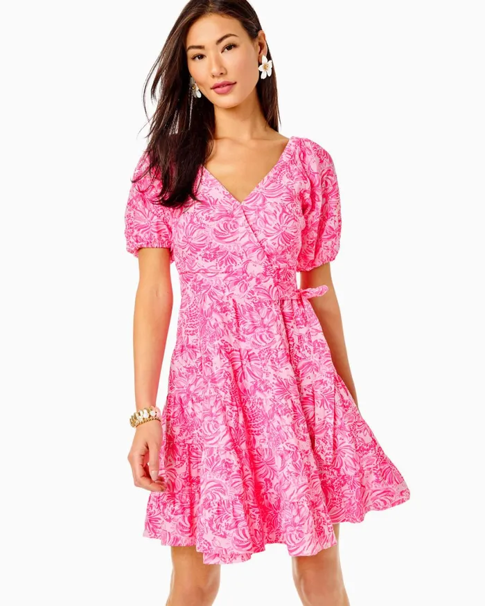 Dresses Women Lilly Pulitzer Iralee Linen Wrap Dress Pink Blossom Foxy Llama Dresses Women Lilly Pulitzer Iralee Linen Wrap Dress Pink Blossom Foxy Llama