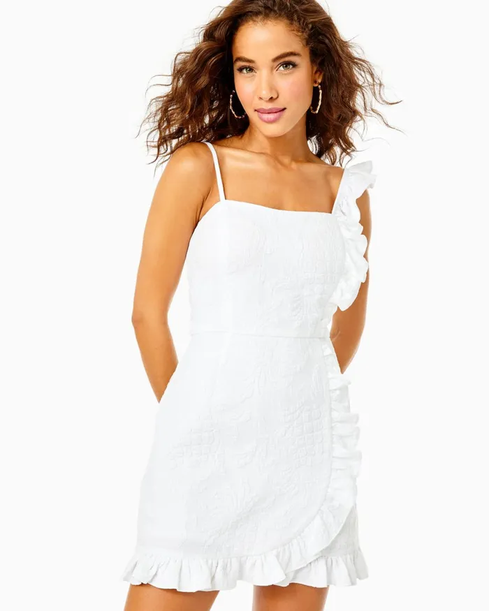 Dresses Women Lilly Pulitzer Maetha Ruffle Romper Resort White Pineapple Pucker Jacquard Dresses Women Lilly Pulitzer Maetha Ruffle Romper Resort White Pineapple Pucker Jacquard