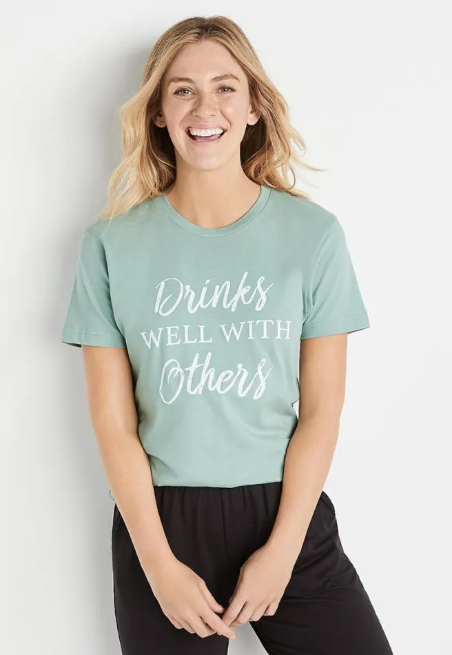 Drinks Well With Others Oversized Graphic Tee Women Maurices Tops