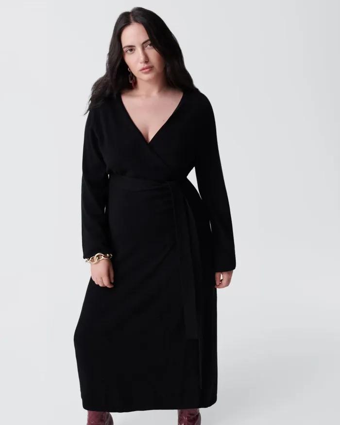 DVF Dresses Women Astrid WoolCashmere Wrap Dress Black