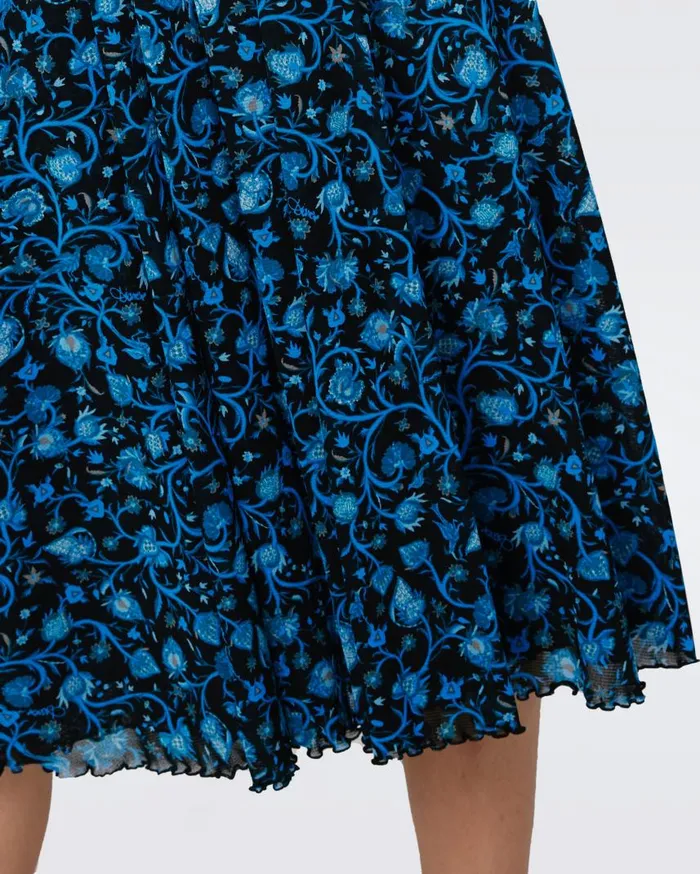 DVF Dresses Women Burton Mesh Dress Huge Fleetwood Folk Blue