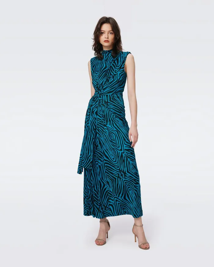 DVF Dresses Women Geri Dress Huge Zebra Blue