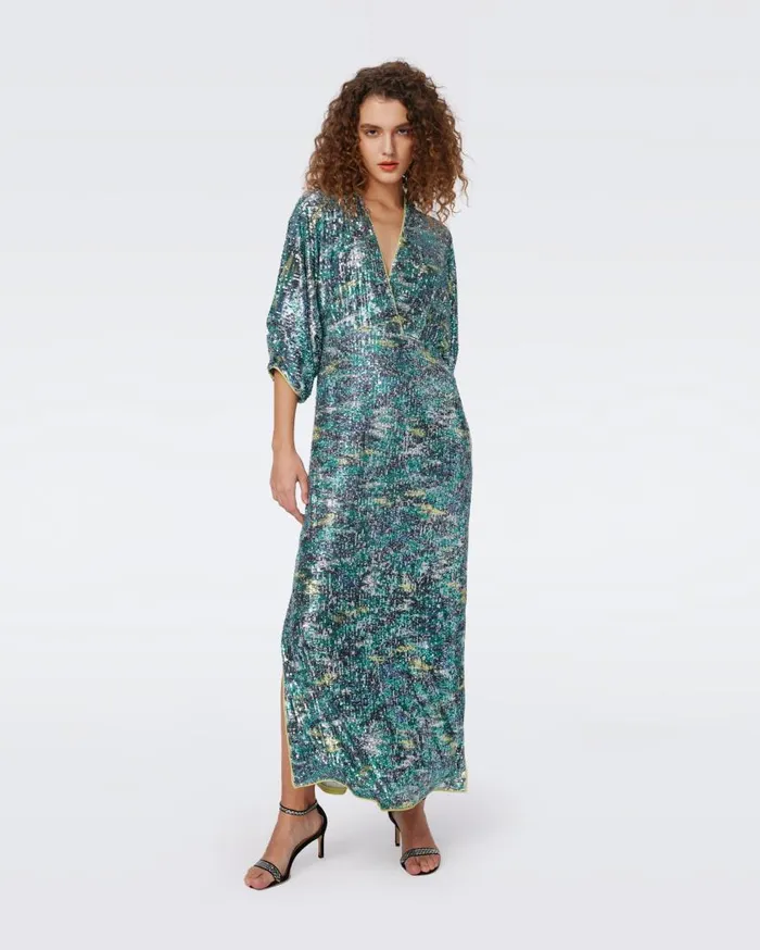 DVF Dresses Women Jessel Sequin Dress Flames