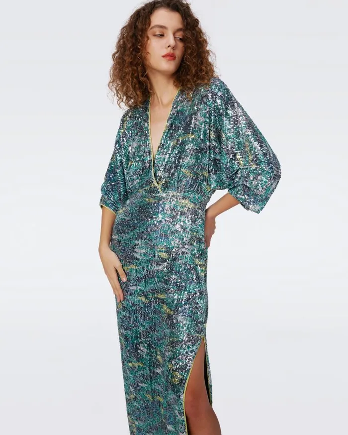 DVF Dresses Women Jessel Sequin Dress Flames