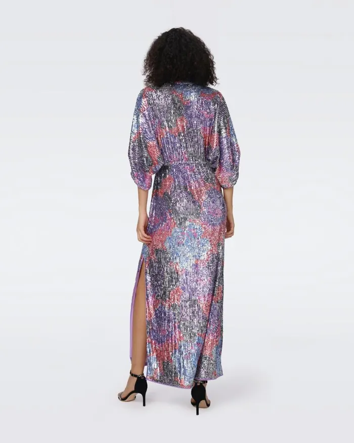 DVF Dresses Women Jessel Sequin Dress Redemption Rose Blue Red