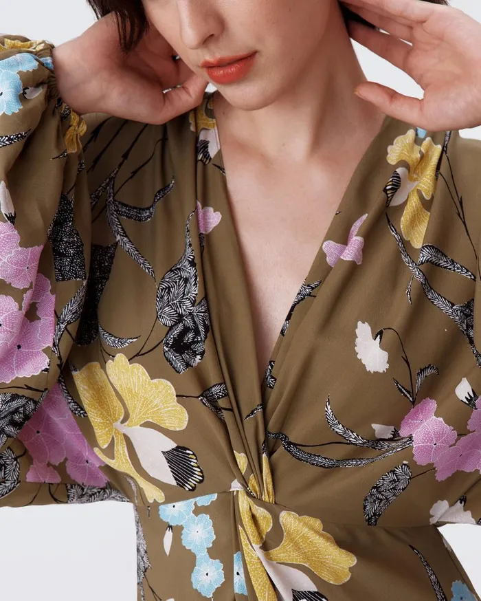 DVF Dresses Women Kason Dress Festival Floral Olive