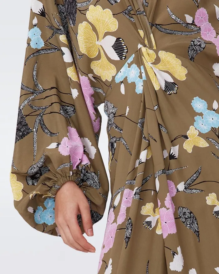 DVF Dresses Women Kason Dress Festival Floral Olive
