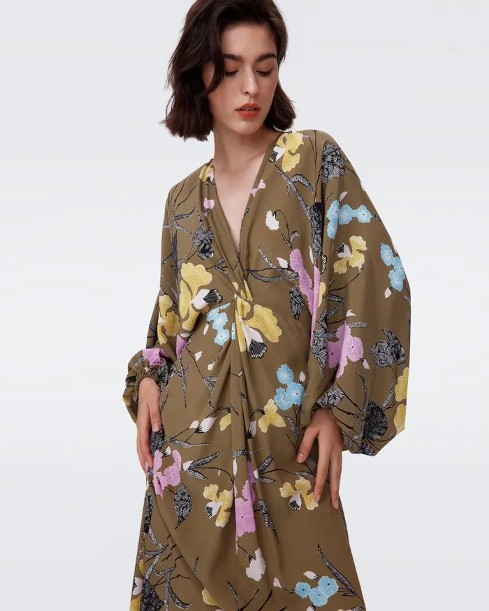 DVF Dresses Women Kason Dress Festival Floral Olive