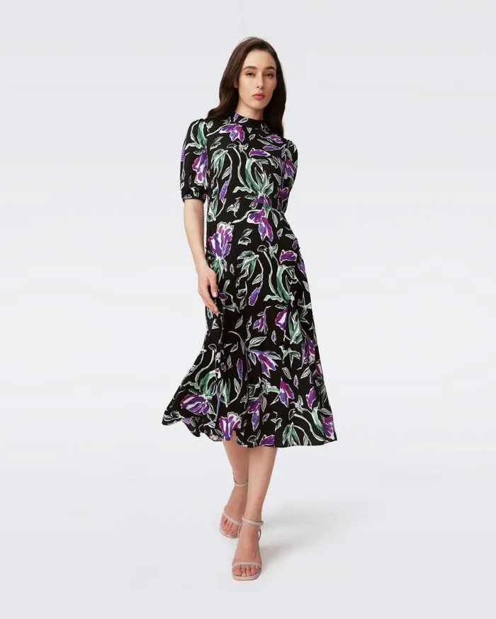 DVF Dresses Women Nella Dress Huge Tulip Fields Violet