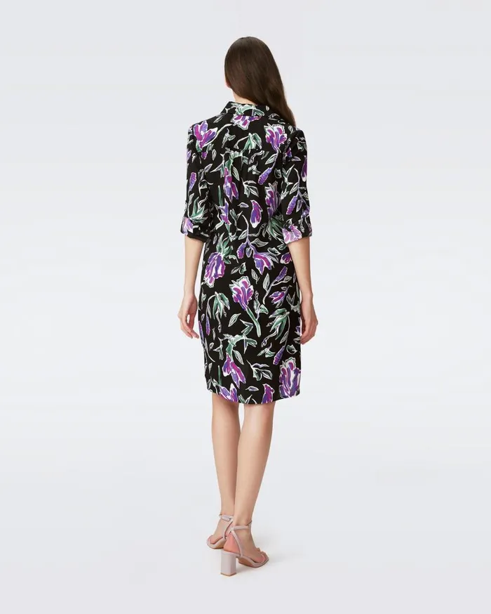 DVF Dresses Women Prita Shirt Dress Huge Tulip Fields Violet DVF Dresses Women Prita Shirt Dress Huge Tulip Fields Violet