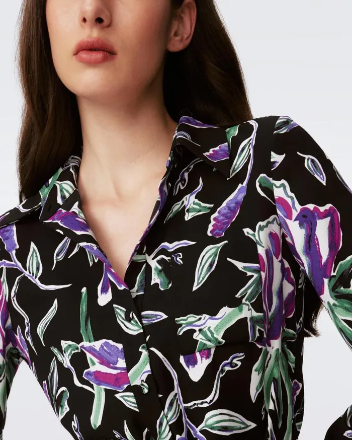 DVF Dresses Women Prita Shirt Dress Huge Tulip Fields Violet DVF Dresses Women Prita Shirt Dress Huge Tulip Fields Violet