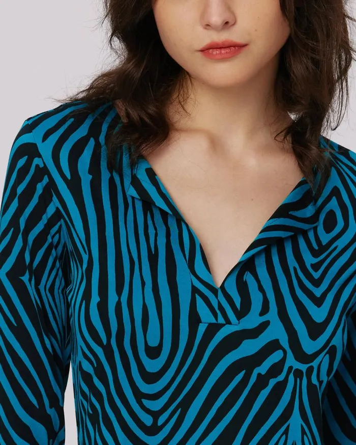 DVF Dresses Women Sonca Dress Huge Zebra Blue