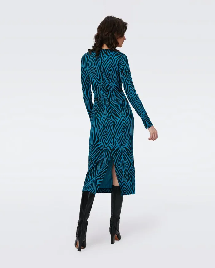 DVF Dresses Women Sonca Dress Huge Zebra Blue