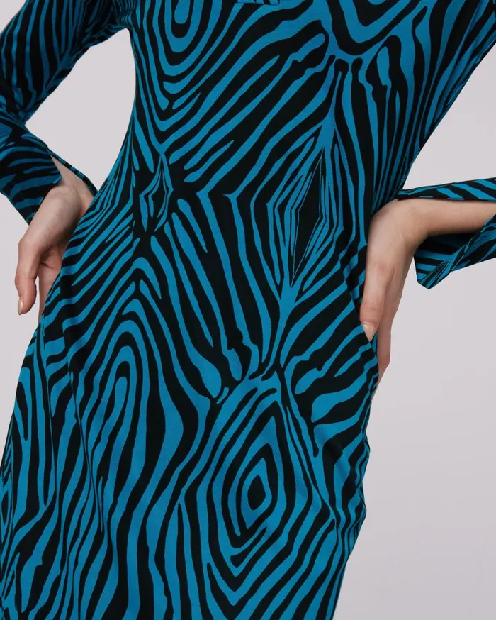 DVF Dresses Women Sonca Dress Huge Zebra Blue