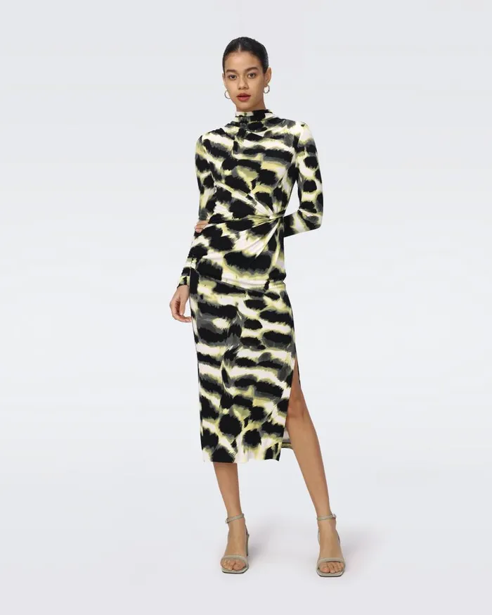 DVF Dresses Women Sonja Dress Huge Wild Thing Shadow Green