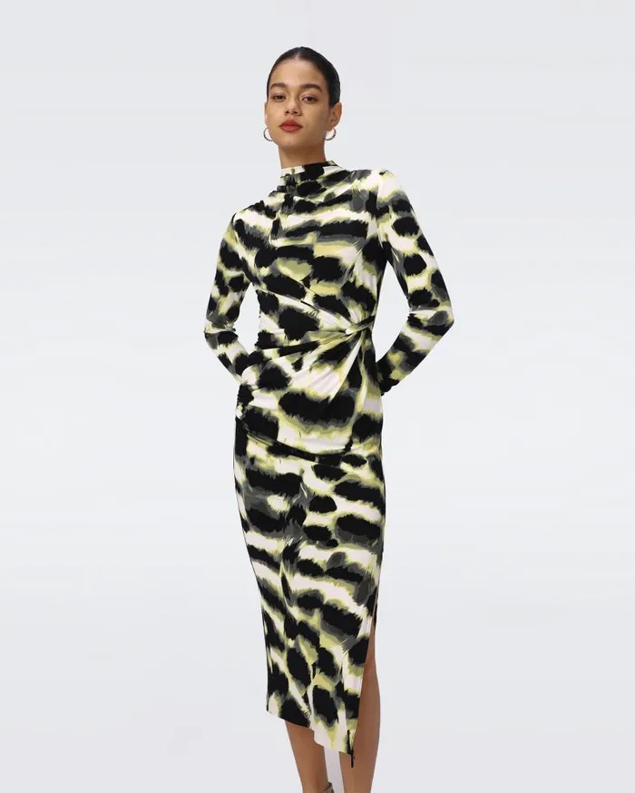DVF Dresses Women Sonja Dress Huge Wild Thing Shadow Green