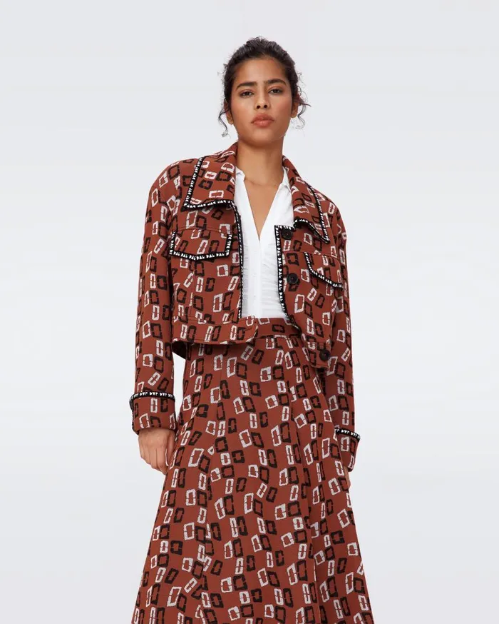 DVF Jackets and Coats Women Lacie Jacket Chain Spots Brown