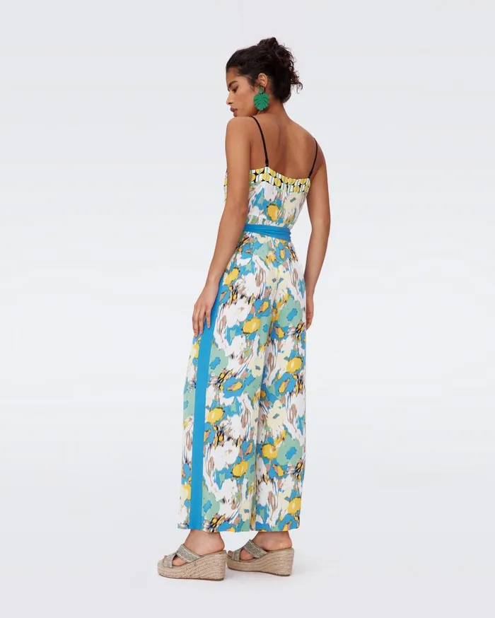 DVF Jumpsuits and Rompers Women Tate Jumpsuit Day Dream Floral Blue And Maypole Yellow And Blue